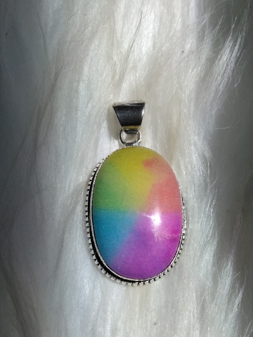 Stunning Rainbow Solar Quartz Silver Plated Gemstone Necklace Pendant
